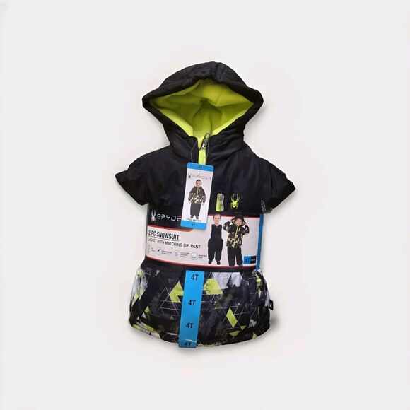 Spyder Boy's 4T 2 Piece Snowsuit Jacket W/ Matching Bib Pant Black Green